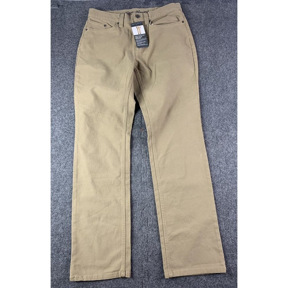 EDDIE BAUER Mens Flat Front Canvas Chino Pants Size 30x32 Khaki NWT